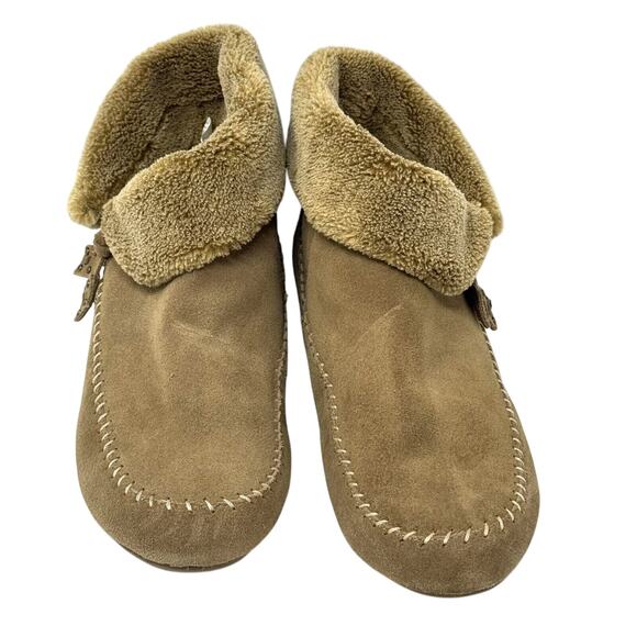 Sporto Brown Suede Moccasin Boots Fleece Lined Size 9.5 - Picture 2 of 5